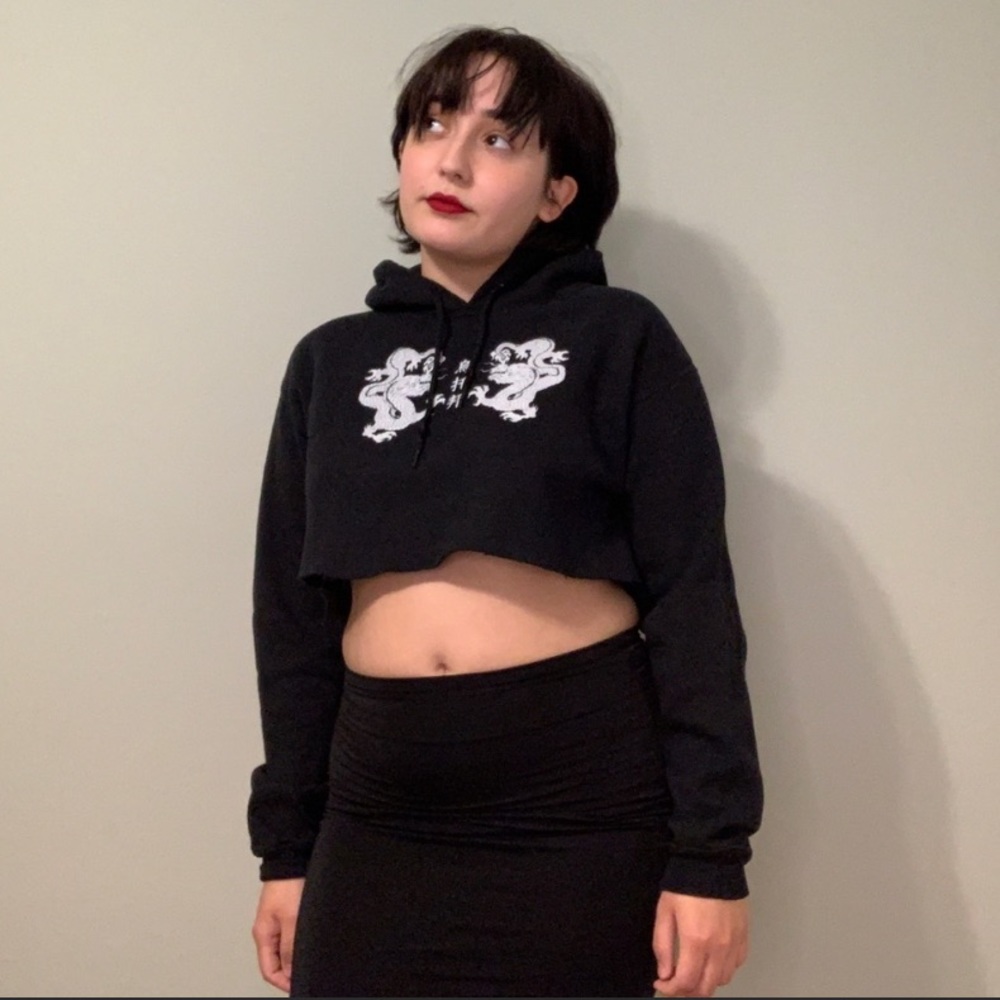 Urban Outfitters Black Cropped Hoodie